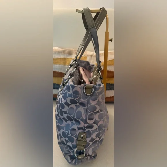 Coach Ashley Signature Sateen Large Satchel Bag Gray Khaki F18450 - Picture 3 of 15